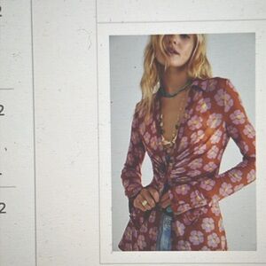 Free People Lucky Shirtee. Size: S. color: coffe combo